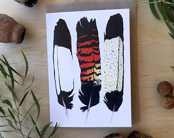 Black Cockatoo Feathers Blank Greeting CardFeathers Card