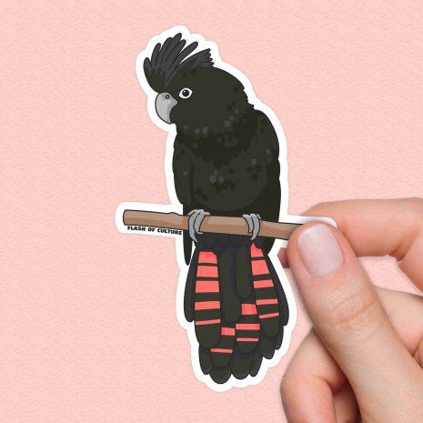Black Cockatoo Sticker in hand