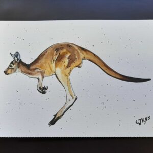 Hand-signed Embellished Kangaroo I A4 Print